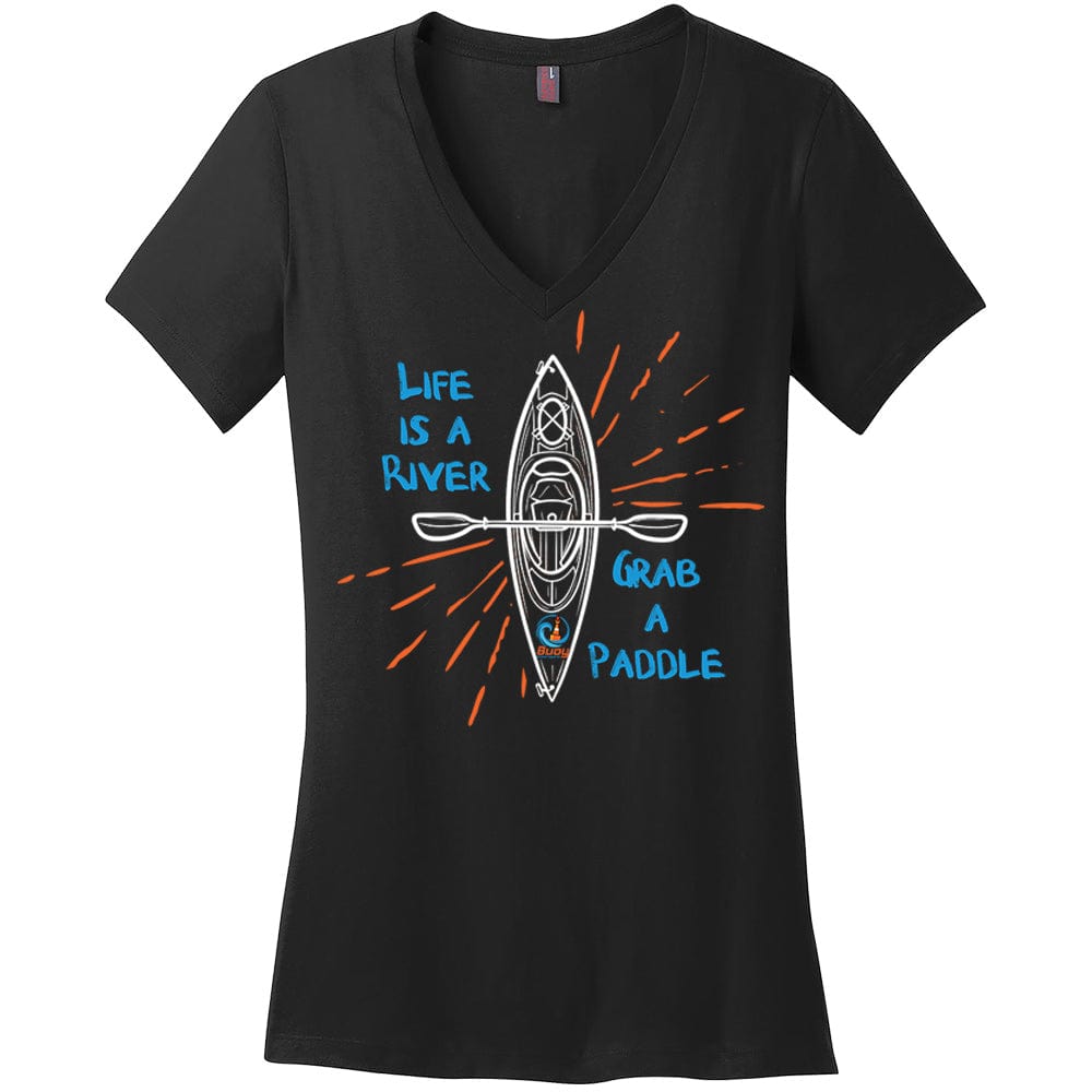 Life is a River, Women's V-Neck Short Sleeve T-Shirt