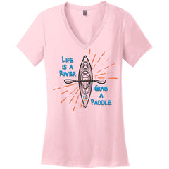Life is a River, Women's V-Neck Short Sleeve T-Shirt